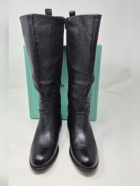 Marbella Black Leather Tall Riding Boots - Size 6 - New In Box